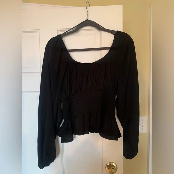 Black Peasant Blouse - Picture 2 of 7